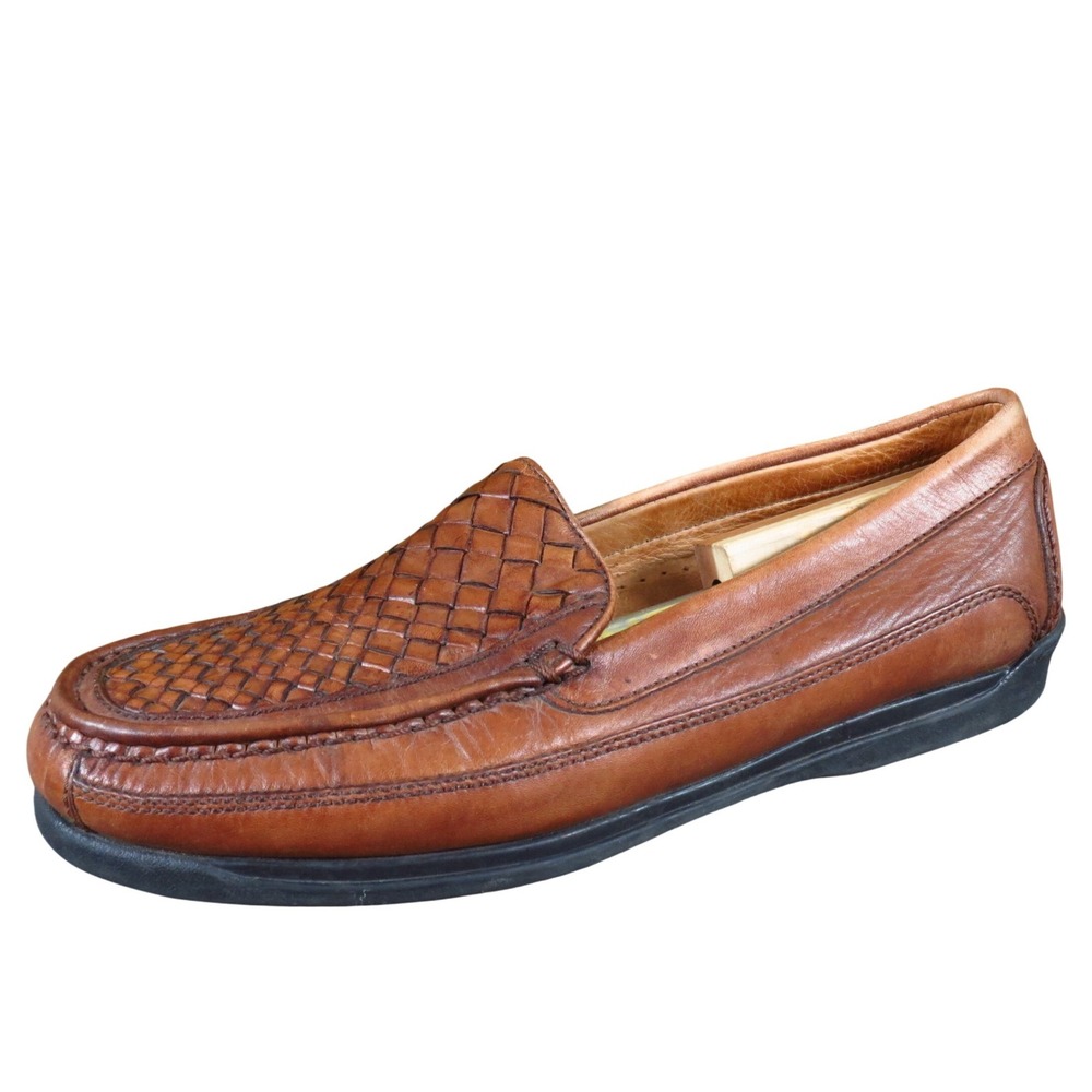 Dockers Men Casual Loafer Shoe Size‎ 13 Woven Leather Slip On Brown Moc Toe